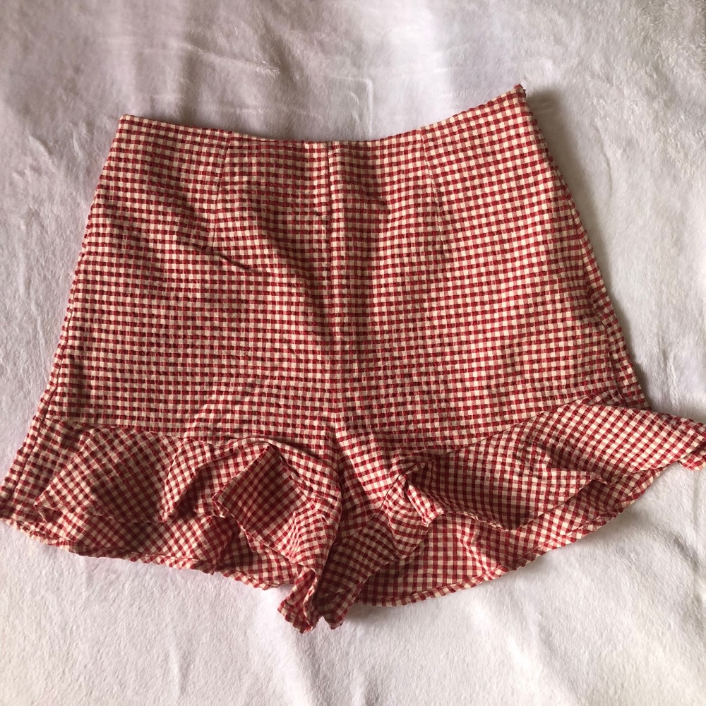 red gingham shorts